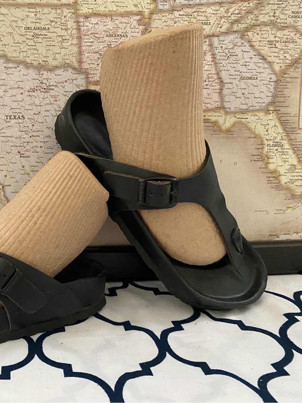 Pre-owned Birkenstock Gizeh Black Women’s Slide Sandals 37/6 Regular fit
